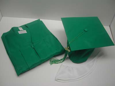 Kelly Green Graduation Gowns, Robes, Cap, Tassel, Polyester