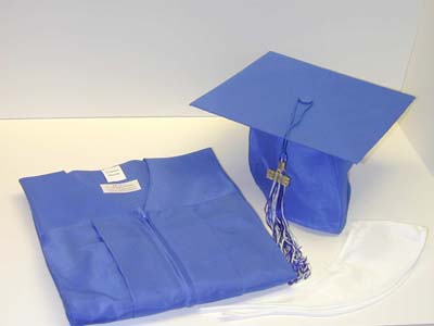 Royal Blue Graduation Gowns, Robes, Cap, Tassel, Polyester