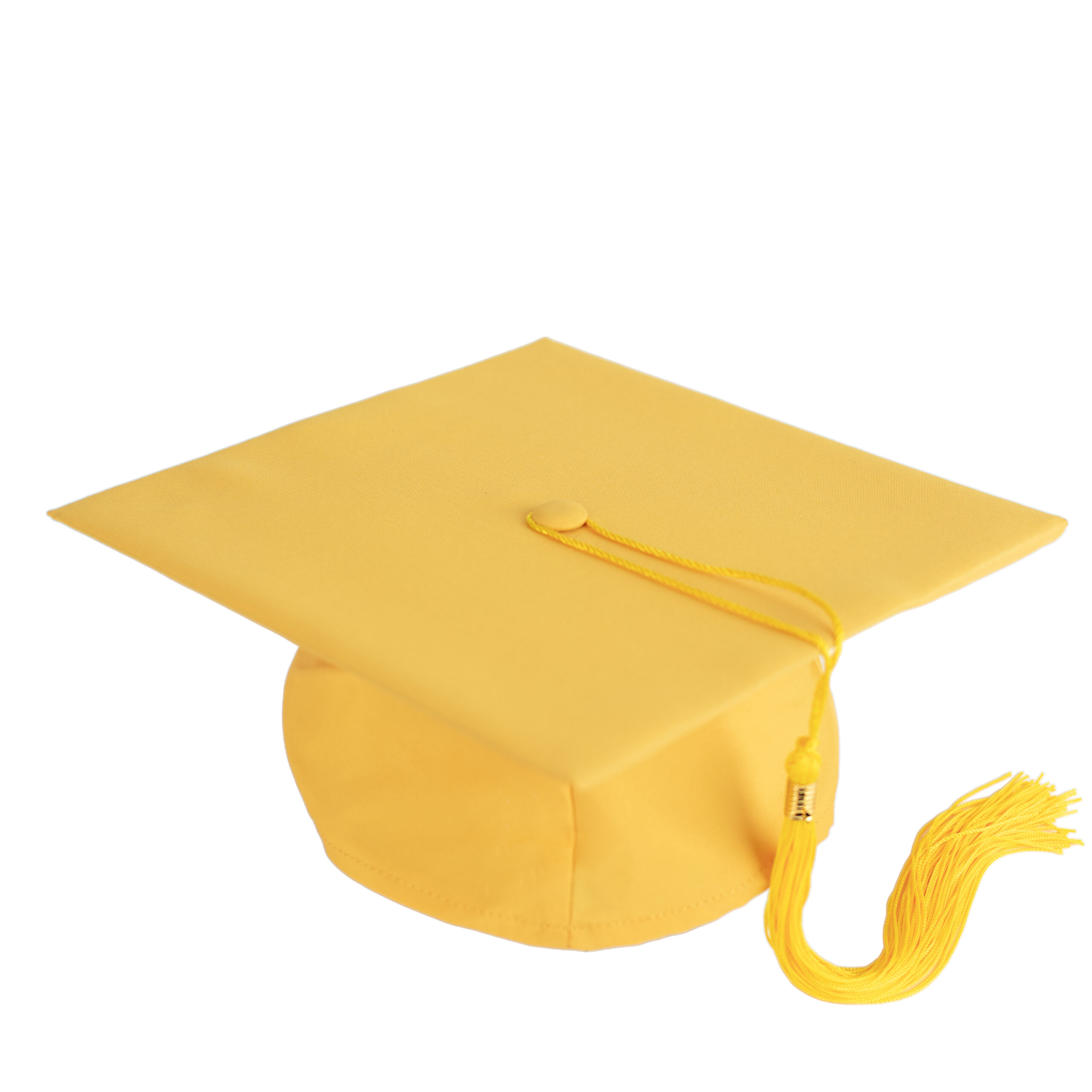 Cap and Tassel Gold Gold Colored Graduation Cap and Gold tassel attached at the button at the top of the cap