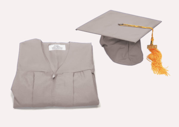 Silver Graduation Cap and Gowns