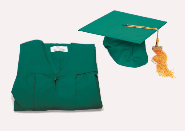 Green Graduation Caps and Gowns