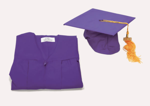 Purple Graduation Caps and Gowns
